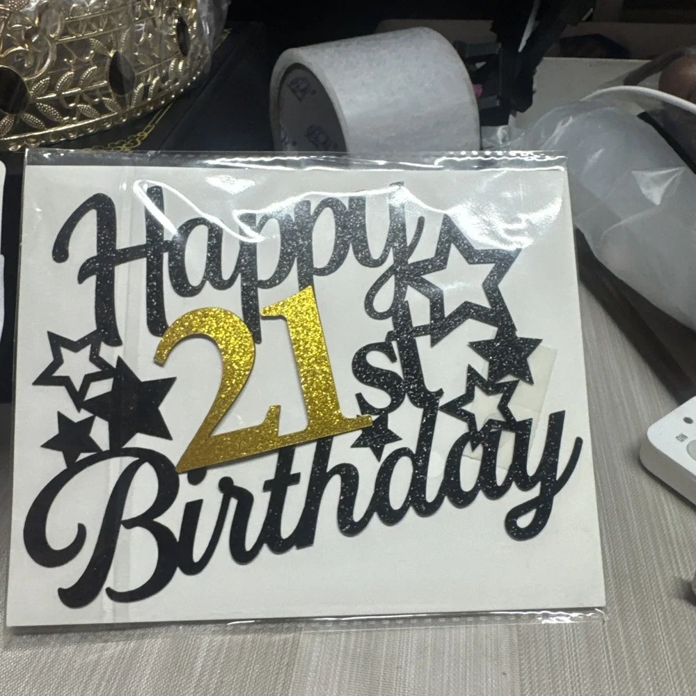 21St Birthday Decorations for Him Her, Happy 21St Birthday Banner with Black Sil